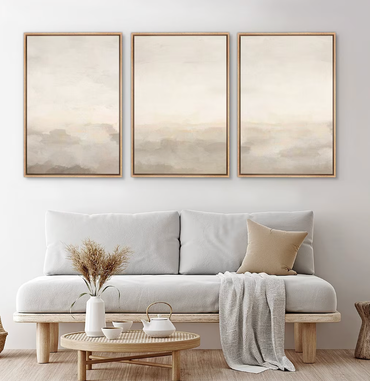 XLYFVLGF Vintage Abstract Landscape Wall Art Beige and brown Wall Decor Pictures Moody Neutral Tones Painting Modern Landscape Prints Artwork for Living Room Bedroom 16x24 Inch Set of 3