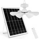 Solar Ceiling Fan Kit, 25W Solar Powered Rechargeable Ceiling Fan with Light for Outdoor Gazebo Canopy Tent, with 32Wh/10000mAh Battery Backup, Remote Control