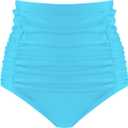 RELLECIGA Women's High Waisted Bikini Bottom Tummy Control Ruched Full Coverage Swim Bottom (Medium)
