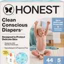 The Honest Company Comfort Dry Disposable Diapers for Sensitive Skin, Hypoallergenic, Fragrance-Free, Summer '25 Seasonal Prints, Club Box, Size 5 (27 lbs), 44 Count