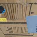 Cumbor 29.7-46" Standard Baby Gate for Stairs(White) & Cumbor 34" Extra Tall No Bottom Bar Baby Gate(Black)