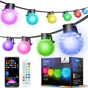 PAIFAM Outdoor String Lights 50FT, 25 Dimmable Color Changing LED Patio Lights with 54 Scene Modes, Warm White LED Bulbs for Outside, Christmas, Work with Alexa, Google, APP Control, IP65 Waterproof