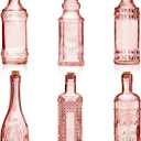 Assorted Reddish Glass Bottles with Corks, 6 Pack, 2.5in X 9in, 16oz (Reddish/Orange)