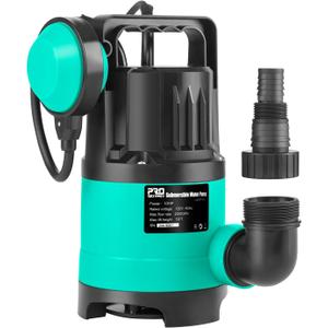 Sump Pump 2000GPH, Prostormer 1/2 HP Submersible Water Pump with Automatic Float Switch, Portable Utility Pump for Pool, Garden, Pond, Basement, Flood Drainage (Green)
