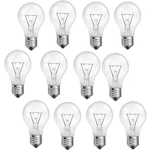100 Watt Incandescent Light Bulbs, A19 100 WATT Incandescent Bulb Shatter Resistant Rough Service Light Bulb (12PACK)