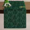 St Patricks Day Table Runner 13x72 Inch Soft Plush Faux Fur Jacquard Green Shamrock Table Runner, Spring St Patrick's Day Kitchen Dining Table Decoration for Home Party Decor ZR006A72