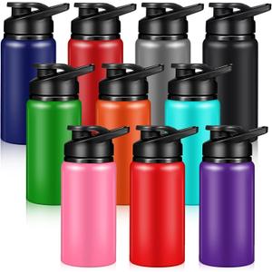 Mimorou 10 Pack Aluminum Water Bottles Bulk 10 Colors Reusable Leak-Proof Lightweight Sport Bottles Set for Travel Team Camping Gym & Party Favors (Classic Color,13.5oz)