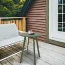 Meluvici Outdoor Table, Weather Resistant Patio Round Metal Steel Small Table, Waterproof End Table for Garden Balcony Yard, Dark Green, 15.76"x19.7"