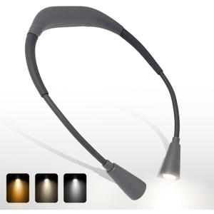 LED Rechargeable Neck Reading Light Suitable for Reading Books with 3 Color Temperatures, 90 Hour Long-Lasting Recharging Lamp, Ergonomic, Suitable for Reading, Weaving, and Repairing