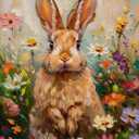 AuraDraw Rabbit Paint by Numbers for Adults - Bunny Adults Paint by Numbers Kits, DIY Acrylic Paint by Number on Canvas, Painting Art Kits for Home Decor 16x20 Inch (Without Frame) (TG007)