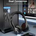 Bluetooth Wireless Headset with Mic for Work, Bluetooth 5.2, Advanced Noise Reduction Microphone, Clear Calls - Comfortable On-Ear Headphones, Applicable to PC, Laptop, Phone, Android, Zoom, Office, Black