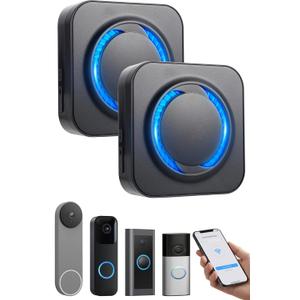 Smart Wireless Doorbell Chime for Ring, Blink, Google Nest  2Pack, 99+ Expandable, Works with Alexa,No Wiring/Subscription,No Range Limits,58 Chimes,5 Volume, Easy to Setup, Ideal for Large Homes