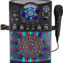 Singing Machine Karaoke Machine for Kids and Adults with Wired Microphone - Built-In Speaker with LED Disco Lights - Wireless Bluetooth, CD+G & USB Connectivity - Black