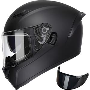 TRIANGLE FF351 Motorcycle Helmet for Street Bike, Black, DOT Approved large