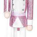 Christmas Nutcracker Decor,12" Wooden Nutcracker Decorations,Collects Nutcracker Ornament for Festival Party Outdoor Xmas Gifts (Pink Wand King)