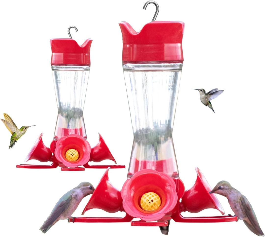 Perky-Pet 203CPBN-2 Glass Hummingbird Feeders for Outdoors with Perches, Ant Moat, Bee Guards - Pack of 2