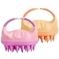 HEETA Silicone Bristles Scalp Scrubber & Massager for Hair Growth, Dandruff Removal & Relaxation - Shampoo Brush with Wet/Dry Hair (Pink & Orange)