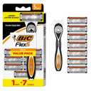BIC Flex 5 Refillable Razors for Men, Long-Lasting 5 Blade Razors for a Smooth and Comfortable Shave, 1 Handle and 7 Cartridges, 8 Piece Shaving Kit