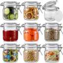 Suclain Plastic Storage Jars with Airtight Hinged Lids, Clear Wide Mouth Food Storage Containers Empty Bottles Sealed Jars for Home Kitchen Candy Herbs Spices Coffee Nuts (8 Pcs, 10 Oz/300ml)