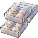 TOOVREN Bra Drawer Organizers, Underwear Drawer Organizers Divider, Lingerie Storage Bins, Wardrobe Organizers and Storage Box, Mesh Drawer Organizer Divider Closet Storage for Underwear Bra Sock (3PCS(Bra Grids,Gray))