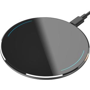 TOZO Ultra-Thin Portable Wireless Charger 15W Max Fast Wireless Charging Pad Compatible with iPhone 17/16 Plus/16 Pro Max /15/14/13/SE, Samsung Galaxy S24/S23/S22 Series (No AC Adapter), Glossy Black