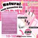 FANXITON Lash Clusters Kit Wispy Lashes Clusters Kit Natural C Lash Extensions Kit 280 Pcs Eyelash Clusters Kit with Lash Bond and Seal Tweezers Individual Lashes Kit