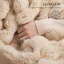 EverGrace Ultra Soft Luxury Fluffy Faux Rabbit Fur Throw Blanket, Thick Warm Bubble Throw for Bed, Cozy Plush Reversible Blankets for Couch, Chair, Sofa, Cream, 80x90 Inches