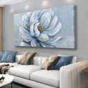 Belmrxne Floral Wall Art Blue and White Wall Decor Modern funky Canvas Painting Minimalist Artwork for Living Room Bedroom Dining Room Office Home Decor Aesthetic 20x40inch