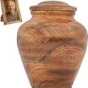 Wooden Cremation Urns for Human Ashes with Photo Frame, Mango Wood Memorial Urn for Adults, Men & Women Decorative Funeral Urn 5x4 (20 Cu in)