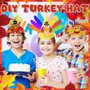 2 x Hiawbon 30PCS Thanksgiving Turkey Craft Kits, DIY Turkey Headbands Craft Kits, Thanksgiving Turkey Hats, Fall Decoration Supplies for Thanksgiving Home