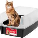 IRIS USA XX-Large Cat Litter Box, Open Top Extra Large Litter Box for Big Cats and Multi-Cat Households, High Sided Scatter Shield, Easy to Clean, 30" L x 20" W x 14" H, Black