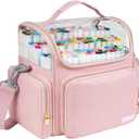 Marker Organizer Case for 180-300 Markers,Travel Marker Storage Bag with Dividers and 4 Pockets,Marker Organizer Holder for Paint Brushes,Colored Pencils and Other Art Supplies,Bag Only,Pink