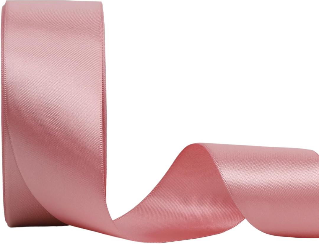 4 x LaRibbons 1 1/2 Inch 25 Yard Double Faced Satin Ribbon,Dust Pink Satin Craft Fabric Ribbon for Gift Wrapping Floral Bouquets Wedding Party Decoration