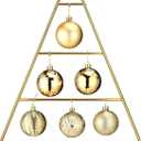 Ornament Display Stand Metal Xmas Christmas Tabletop Ornament Christmas Tree Shaped Display Stand Holder Farmhouse Xmas Tree for Balls Decorations Hanging Gift(Gold,16 Inch)