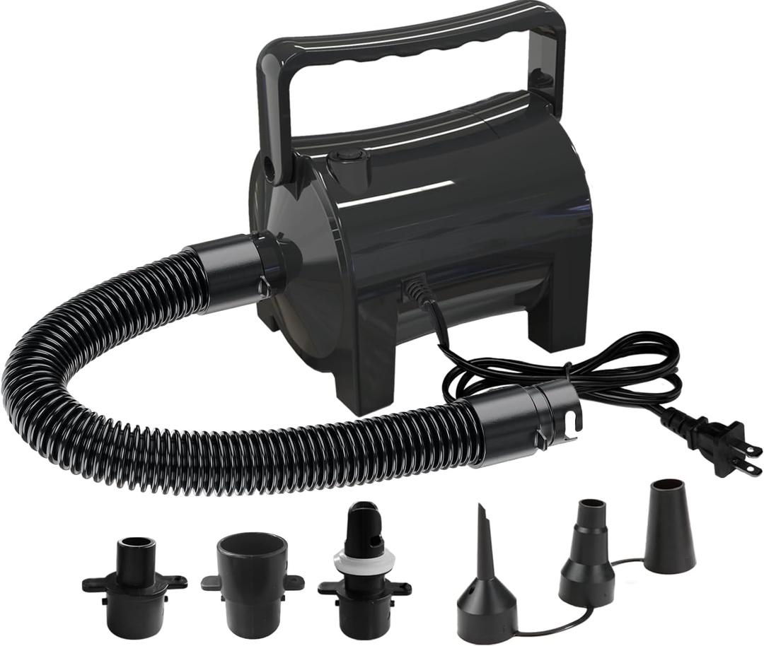 Artigarden Electric Air Pump Portable 460W Quick-Fill Air Pump Air Flow 45CFM 2.1PSI with Hose 5 Nozzles 120V AC Inflator Deflator Pump for Air Mattress Air Bed Inflatable Cushion Boat Swimming Ring