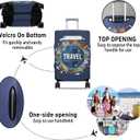 Travel around the world Travel Luggage Cover, Travel-Themed Suitcase Protector Stretchable, Washable Travel Suitcase Cover Travel around the world, M-(22-24) Inch