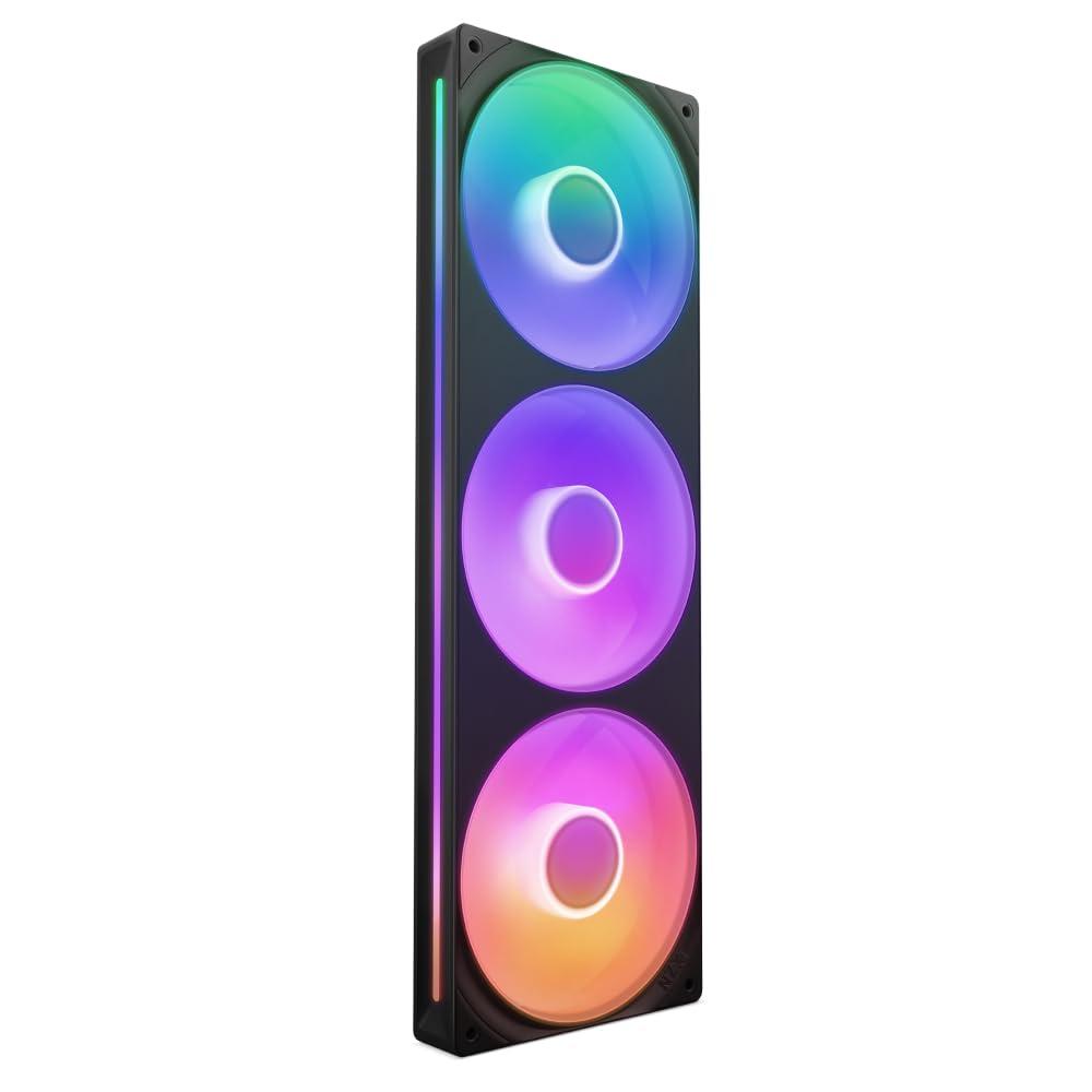 NZXT F360 RGB Core - 360mm Single-Frame Fan Unit with 3 x 120mm RGB Fans - Speed & Lighting Control - High Static Pressure & Airflow - Fluid Dynamic Bearings - 8 aRGB LEDs Per Fan - Black