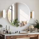 24 Inch Round Frameless Bathroom Mirror, Beveled Round Mirror, Circle Vanity Mirror with 1" Beveled Edge for Bathroom, Entryways, Living Room