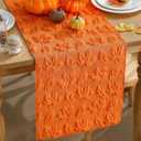 Fall Table Runner Decorations Cute 3D Faux Soft Fur Fall Table Runner for Thanksgiving Decor Autumn Harvest Party Kitchen Dining Seasonal Indoor Outdoor, 13x72 Inch(Orange,Maple Leaves)