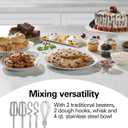 Hamilton Beach Classic Stand and Hand Mixer, 4 Quarts, 6 Speeds with QuickBurst, Bowl Rest, 290 Watts Peak Power, Black and Stainless