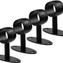 Semetall Curtain Rod Ceiling-Mount Bracket,201 Stainless Steel Flange Rod Bracket,1-1/2 INCH Curtain Rod End Supports Socket with Screws, Black, 4-Pack