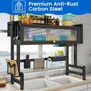 ASIEIT Dish Drying Rack, 3-Tier Over The Sink Dish Drying Rack, 33.5" Over Sink Dish Rack for Small Kitchen, Space-Saving Dish Rack with Cover, Baskets, Utensil, Large Sink Storage Organizer Black, 33.5 x 11.8 x 31.1 inch
