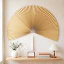 Yalikop 1 Pc 60" Boho Wall Fan Decor, Oversized Paper Fan, Japanese Asian Wall Art, Farmhouse Decor for Bedroom, Living Room(Beige)