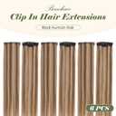 Benehair 6PCS 6 Clips In Human Hair Extensions Medium Brown Mix Dark Blonde Short Straight Mini Clip Ins Balayage Highlights Natural Clip On Hairpin Hairpiece For Women 12inch 33g #4P27