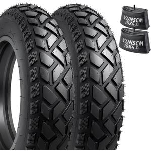 2-PCS 16 inch Heavy Duty 16x4.0 Fat E-Bike Tires and 2-PCS 16X4 Fat Bike Tubes Scharder Valve Compatible 16 x 4.0 Electric Bike All-Terrain Directional Tread Bicycle Tires and Tubes(Y-1397)