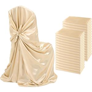 30 PCS Chair Covers Champagne Silky Satin Universal Chair Covers Fits All Type of Chairs 43x55 inch Removable Washable Chairs Slipcover Chair Decoration for Wedding Reception Party Banquet