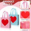 Wesnoy 48 Pieces Valentine's Day Gift Bags Bulk Reusable Classic Valentines Tote Bags with Handles Heart Love Colorful Non Woven Holiday Goodie Basket for Romantic Party Favors, 7.8 x 7.8 x 3.5 Inch