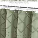 Siiluminisoy Extra Long Sage Green Boho Shower Curtain Woven Fabric Cute Shower Curtain, 72 x 78 Tufted Chevron Textured Striped Modern Farmhouse Minimalist Cloth Shower Curtains for Bathroom