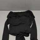 RARITYUS Women's Off The Shoulder Long Sleeve Bodysuit Sexy Ruched Cross Wrap Bodysuit Tops Shirts Jumpsuit, M