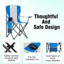 Camping Chairs, 2 Packs 300 LBS Capacity High Back Camping Chair, Portable Outdoor Lawn Chair Folding with Cup Holder for Picnic, Lawn, Beach, Fishing and Sports (Blue Grey 2Pcs)